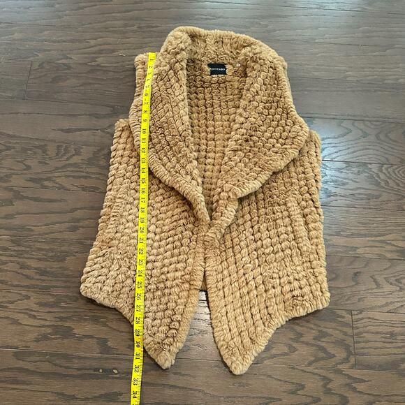 Dolce CABO Tan Open Front Textured Faux Fur Vest- Cardigan - Camel - Size Medium - Picture 6 of 8